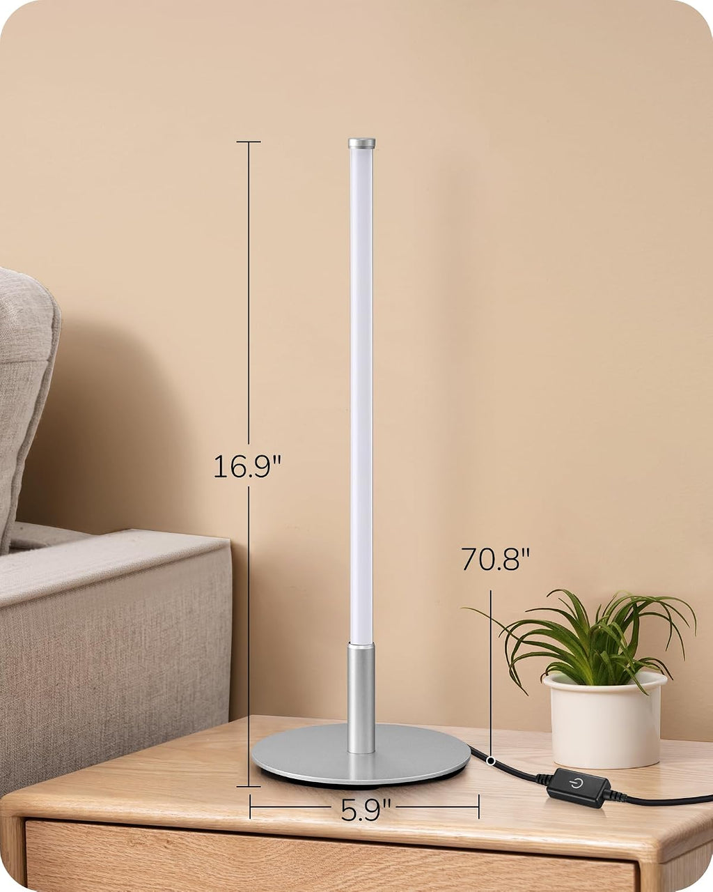 Edishine Upgraded LED Table Lamp, Stepless Dimmable Bedside Lamp with 3 Color Temperature, Modern Nightstand Lamp, Desk Lamp for Bedroom, L…