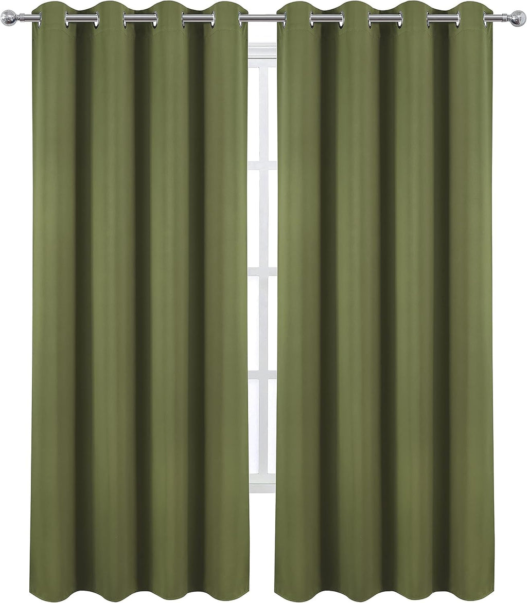 Lemomo Olive Green Blackout Curtains/52 x 84 Inch Long/Set of 2 Curtain Panels/Thermal Insulated Room Darkening Curtains for Bedroom 84 Inc…