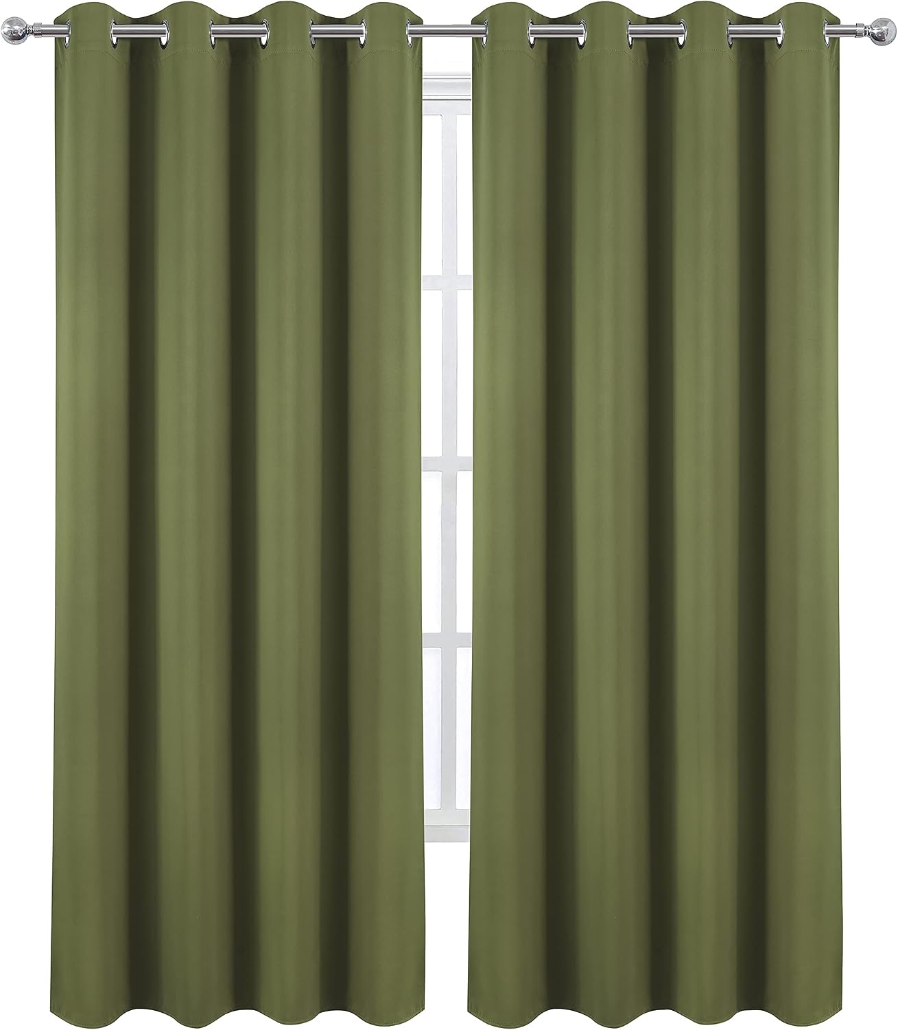 Lemomo Olive Green Blackout Curtains/52 x 84 Inch Long/Set of 2 Curtain Panels/Thermal Insulated Room Darkening Curtains for Bedroom 84 Inc…