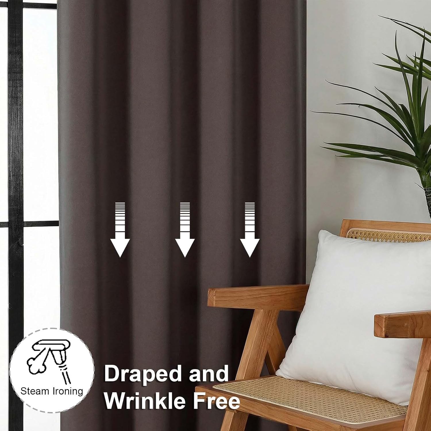 Simplebrand Ava Chocolate Short Blackout Curtains for Bedroom 54 Inches Long 2 Panels Set, Solid Thermal Insulated, Energy Saving Window Tr…