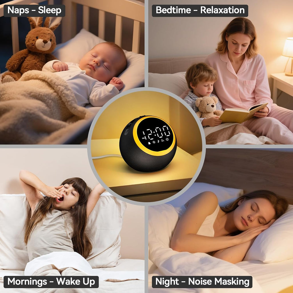 Alarm Clock with White Noise: White Sound Machine with 30 Soothing Sounds, 10 Soft Wake-Up Sounds, 32 Adjustable Volume & Timer, Memory…