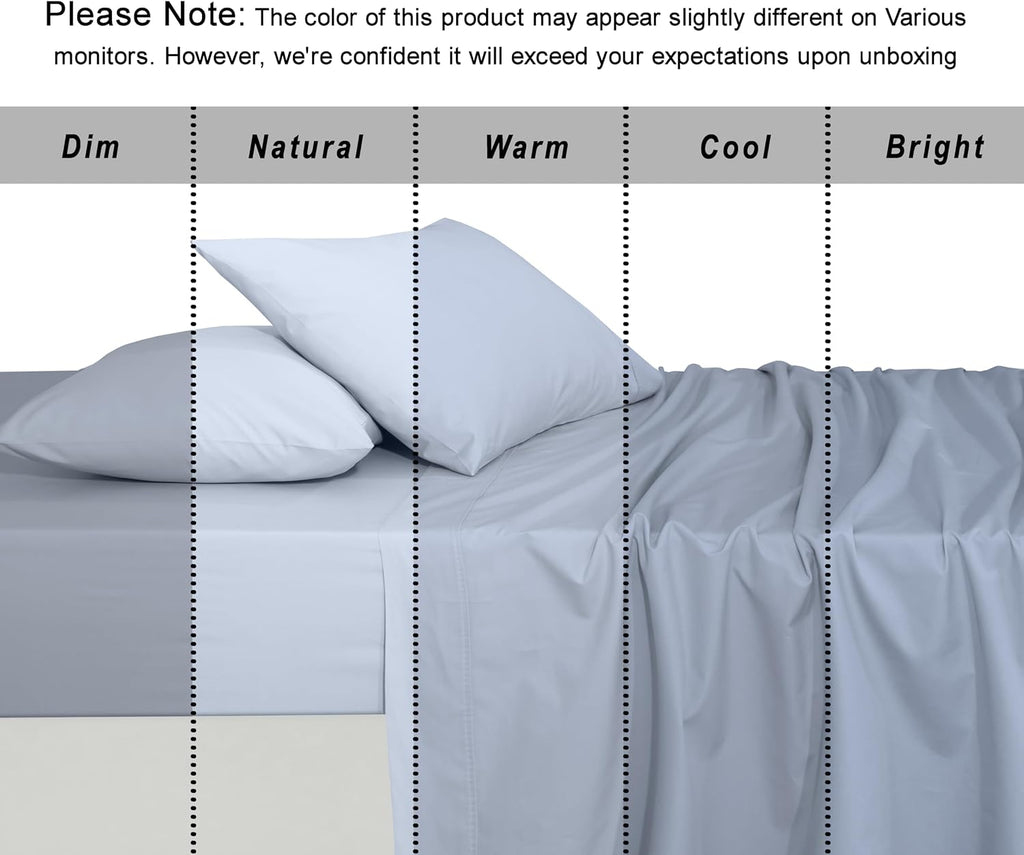 Ruvanti 100% Cotton Organic Percale Sheets Cal King Size – Crisp Cooling Bed Sheets for Hot Sleepers, Deep Pocket 13”, Soft Peach Finish, B…