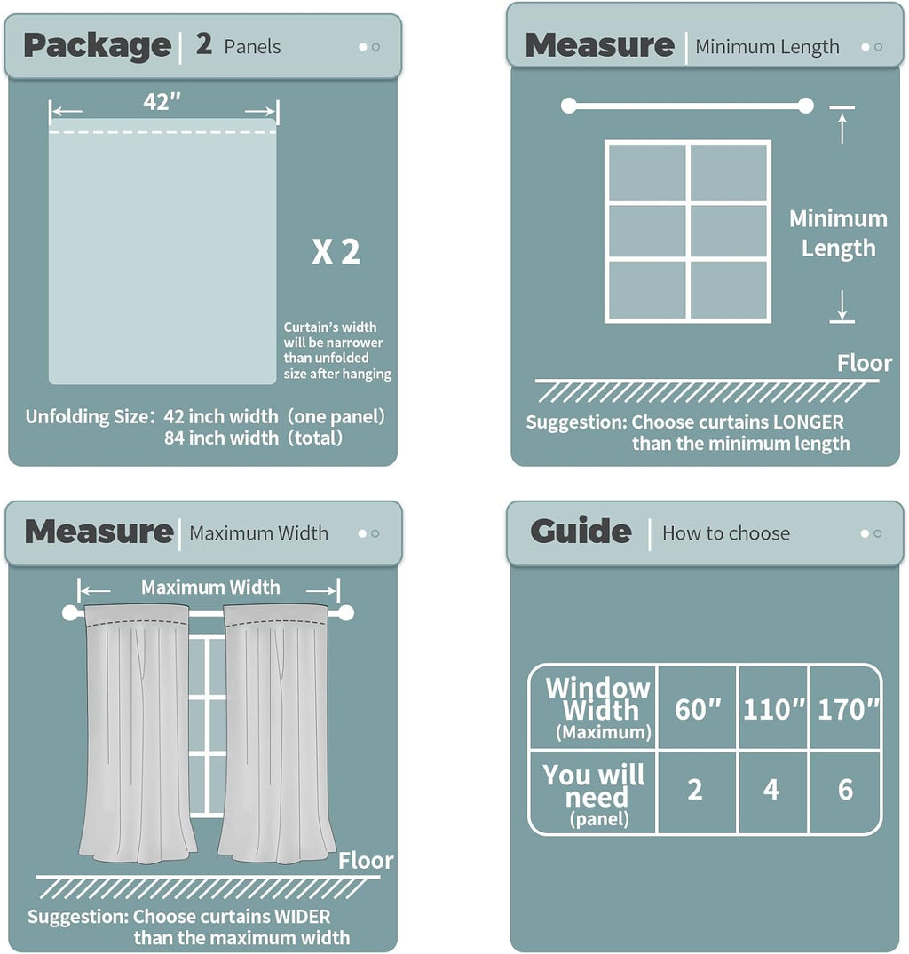 BGment Full Blackout Curtains with Thermal Insulation Liner Curtains 63 Inches Long, Rod Pocket and Back Tab Double Layer Room Darkening…