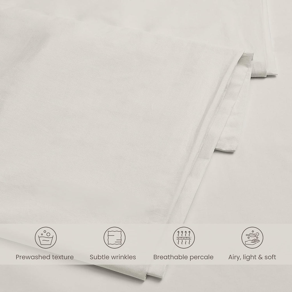 Bioweaves 100% Organic Washed Cotton Percale Weave Pillow Cases King Size GOTS Certified Queen Pillow Covers, Envelope Closure – Set of 2,…