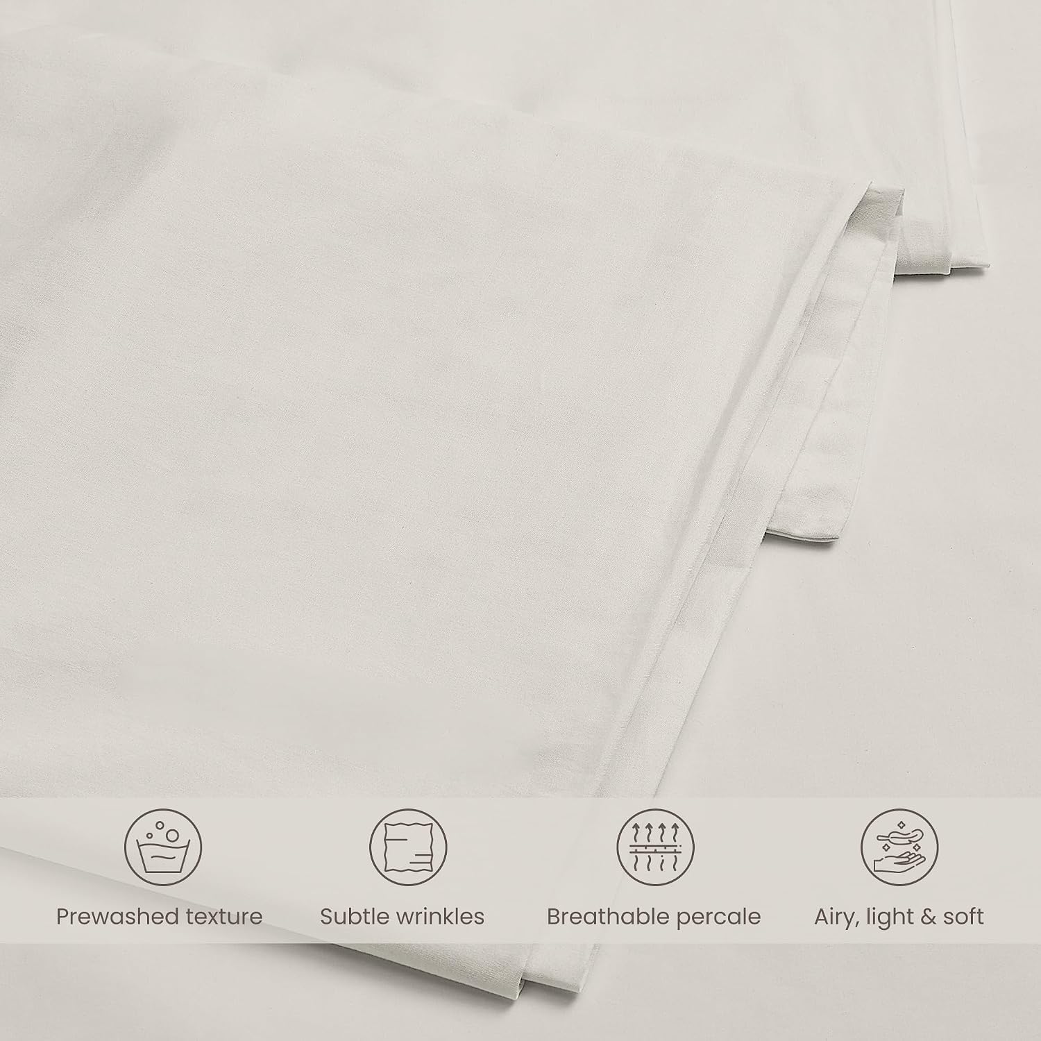 Bioweaves 100% Organic Washed Cotton Percale Weave Pillow Cases King Size GOTS Certified Queen Pillow Covers, Envelope Closure – Set of 2,…