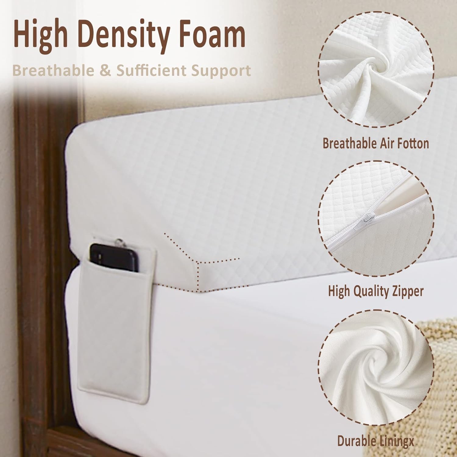 Homemate Twin Size(39"x6.5"x5") Bed Wedge Pillow for Headboard - Upgraded Bed Gap Filler Twin Between Mattress and Headboard - Wedge…