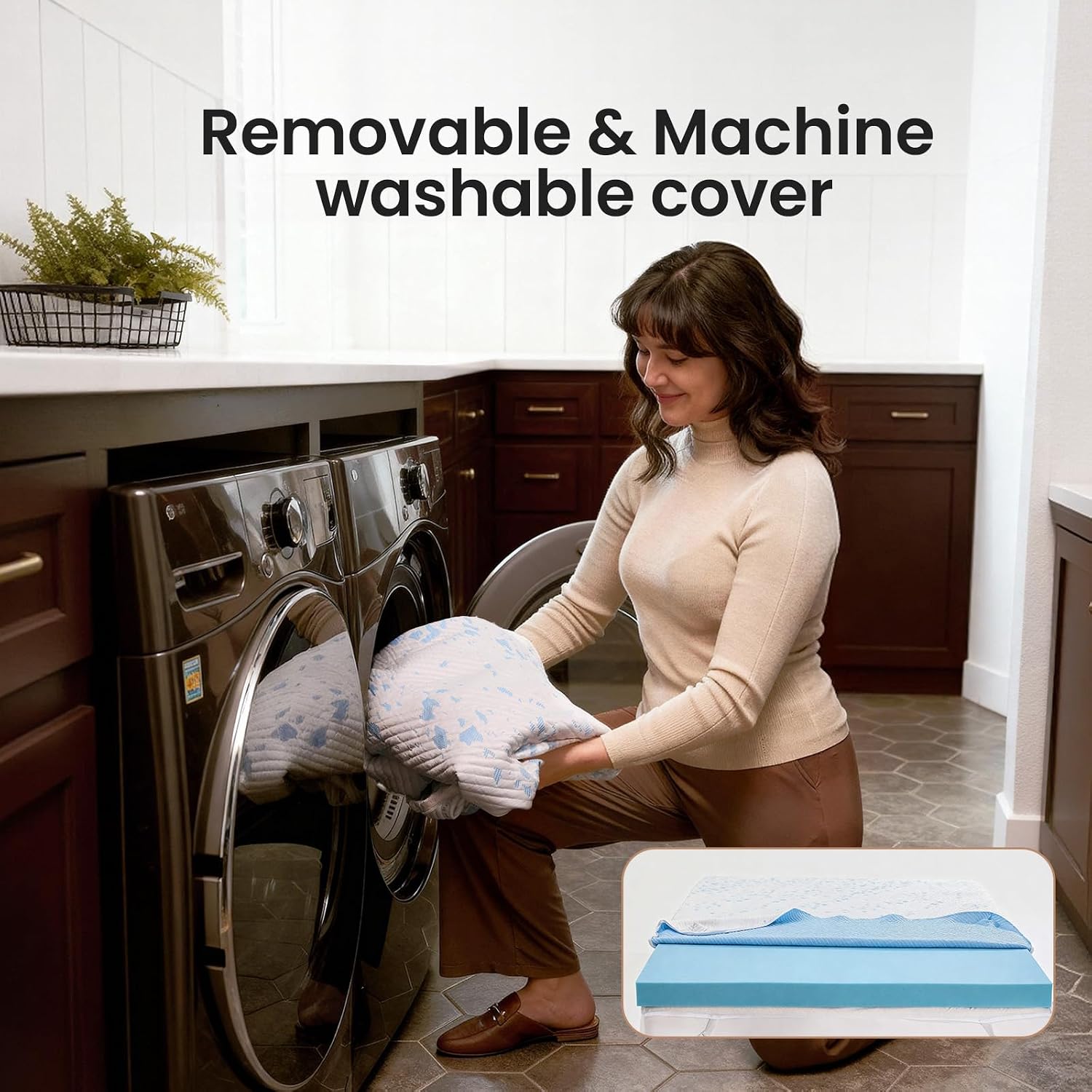 OhGeni 3 Inch Cooling Twin Size Gel Memory Foam Mattress Topper Pad, Soft Bed Cover with Anti-Slip Base & Zipper, Fits 6"-19" Mattresses…