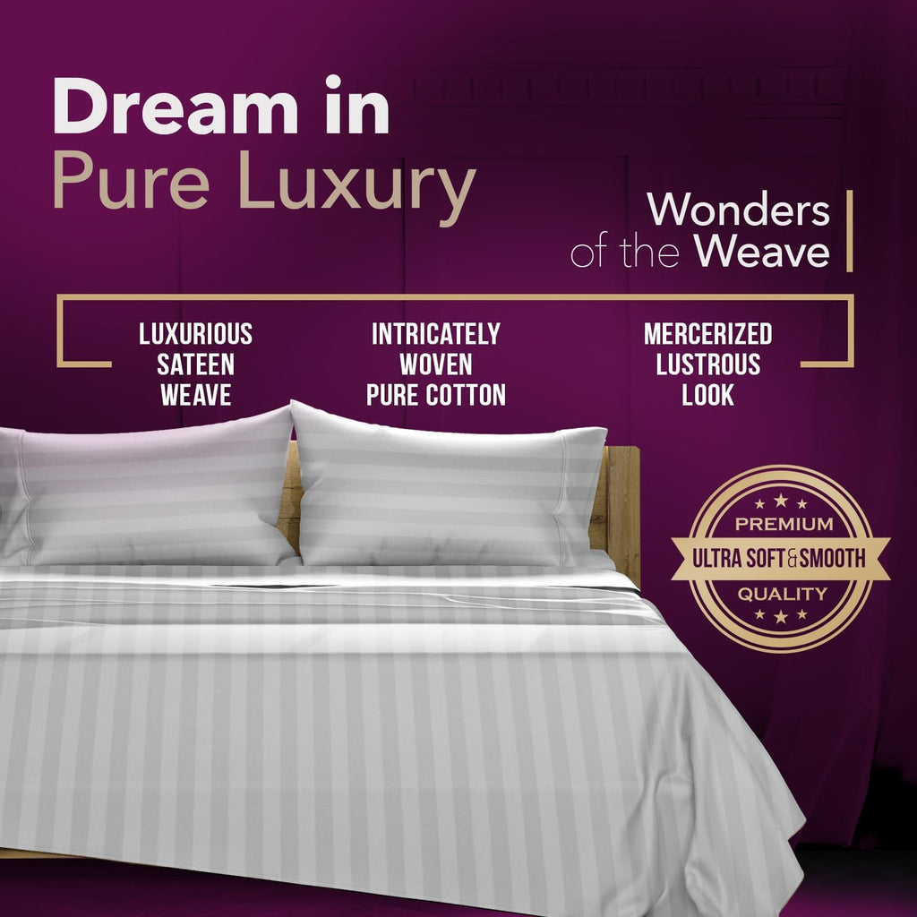 TEXAS LINEN CO. 100% Egyptian Cotton Queen Sheets Set - Luxury 1200 Series Star Sleepin' Damask Egyptian Cotton Sheets Queen Size (4 PC…
