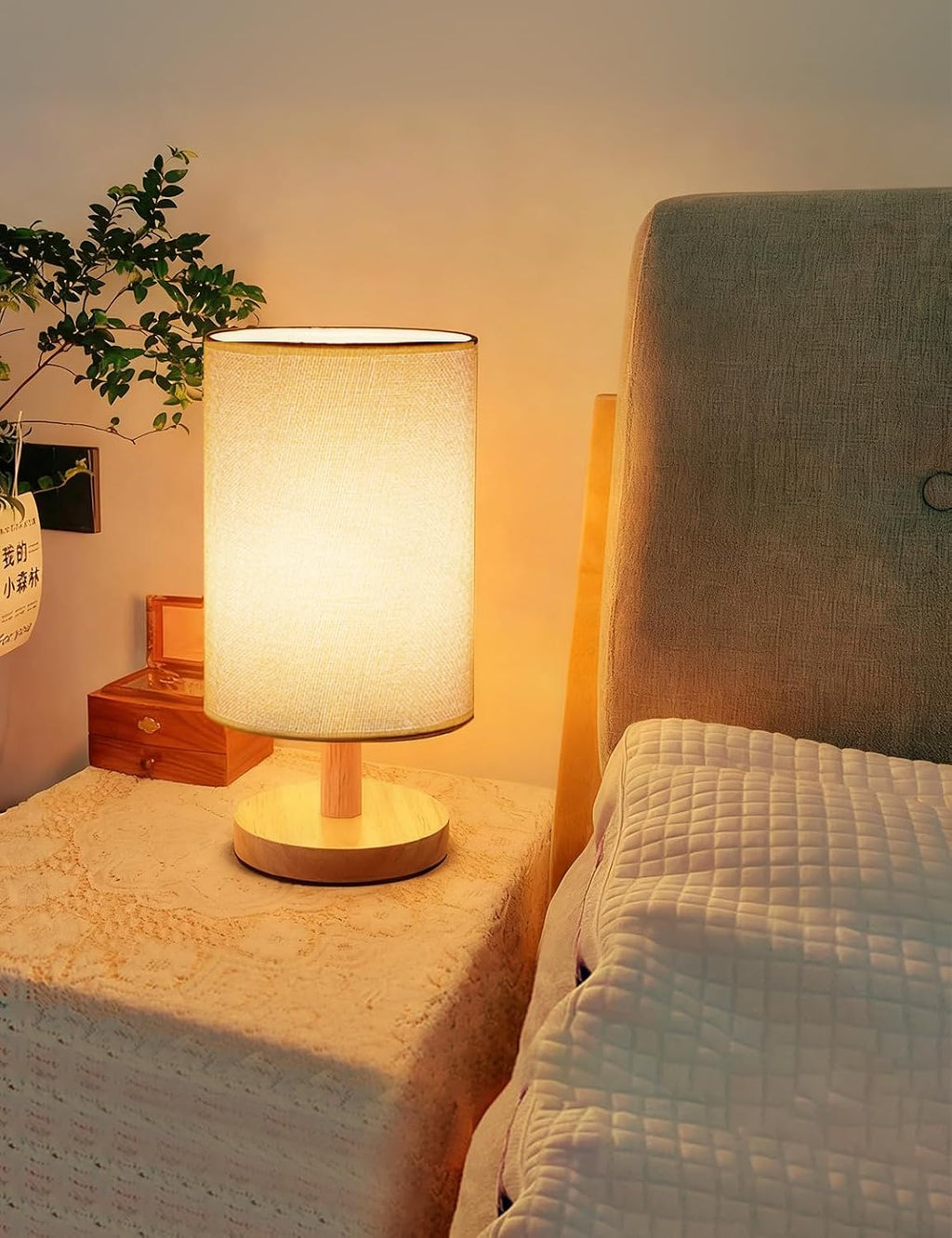 Table Lam pset of 2, Bedside Lamp Nightstand Lamp,3 Colour telecontrol Desk Lamp, USB Powered LED Reading Lamp, Boho Vintage Small Lamp…