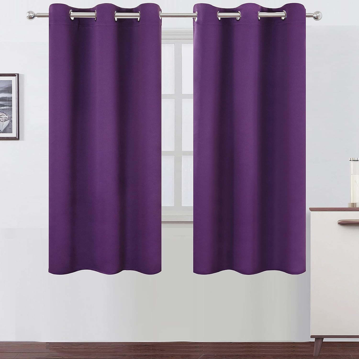 Lemomo Purple Blackout Curtains 34 x 63 Inch Length/Set of 2 Curtain Panels/Thermal Insulated Room Darkening Blackout Curtains for Bedroom…