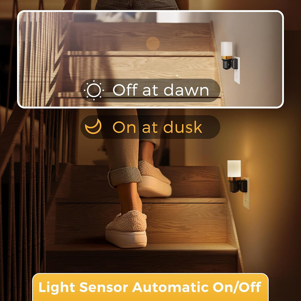 L LOHAS LED Night Light, 2 Pack Night Lights Plug into Wall, Dimmable Nightlight with Auto Light Sensor, 3000K Warm White 0-100LM, Plug…