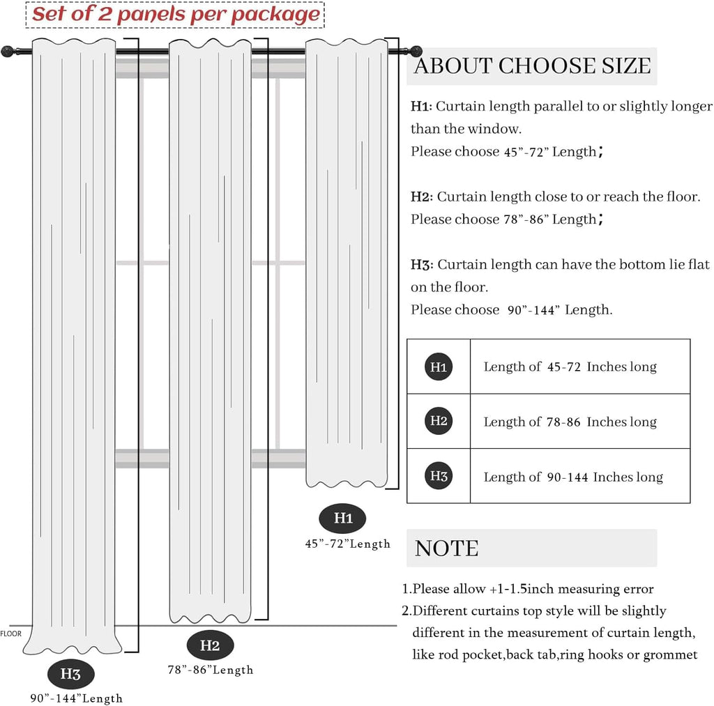 Pitalk 100% Blackout Curtains 84 Inch Length 2 Panels Set Neutral Boho Linen Farmhouse for Bedroom Windows Living Room Darkening Thermal In…