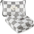 JungleStar Travel Blanket and Pillow Compact, Soft 2 in 1 Airplane Blanket with Soft Bag Pillowcase, Hand Luggage Sleeve and Backpack Clip (…