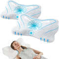 Sweetcrispy 2 Pack Cooling Ergonomic Memory Foam Cervical Pillow for Neck and Shoulder, Orthopedic Neck Support for Back Stomach…