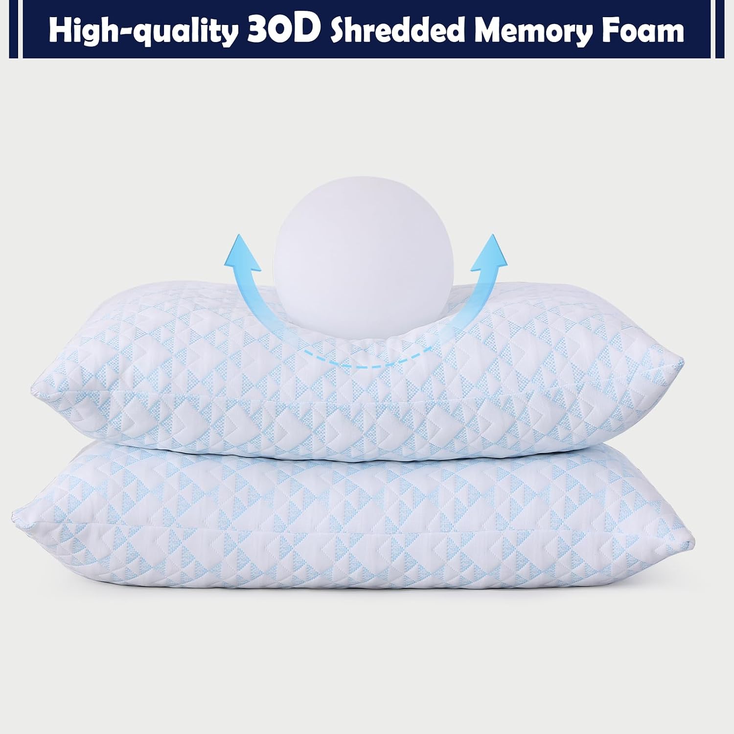 GYlongFA Memory Foam Pillows 2 Pack:Adjustable Loft Bed Pillows Queen Size Set of 2 for Sleeping, Removable, Supportive & Breathable…