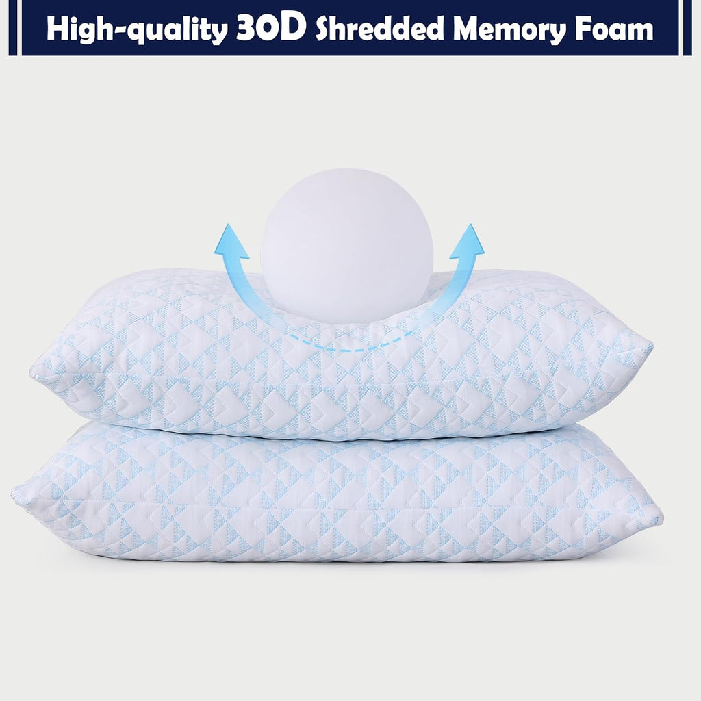 GYlongFA Memory Foam Pillows 2 Pack:Adjustable Loft Bed Pillows King Size Set of 2 for Sleeping, Removable, Supportive & Breathable…