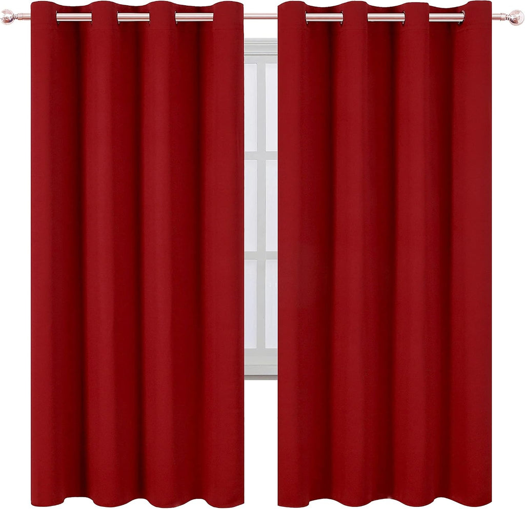 Lemomo Red Thermal Blackout Curtains/52 x 72 Inch/Set of 2 Panels Room Darkening Curtains for Bedroom 72 Inch Red