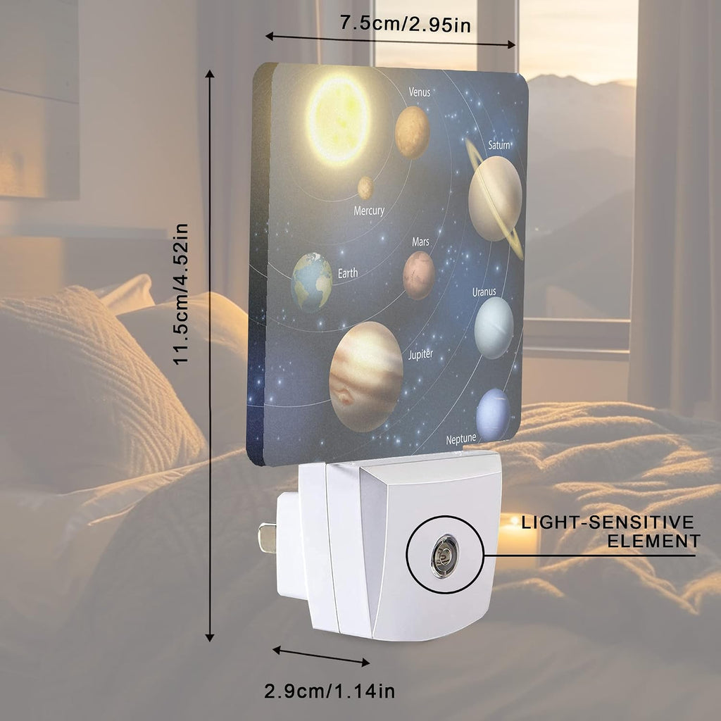 Planet Solar System Universe Galaxy Space Night Light Plug-in LED Nightlights Auto Sensor Night Lamp Dusk-to-Dawn Lamp Home Decor for…