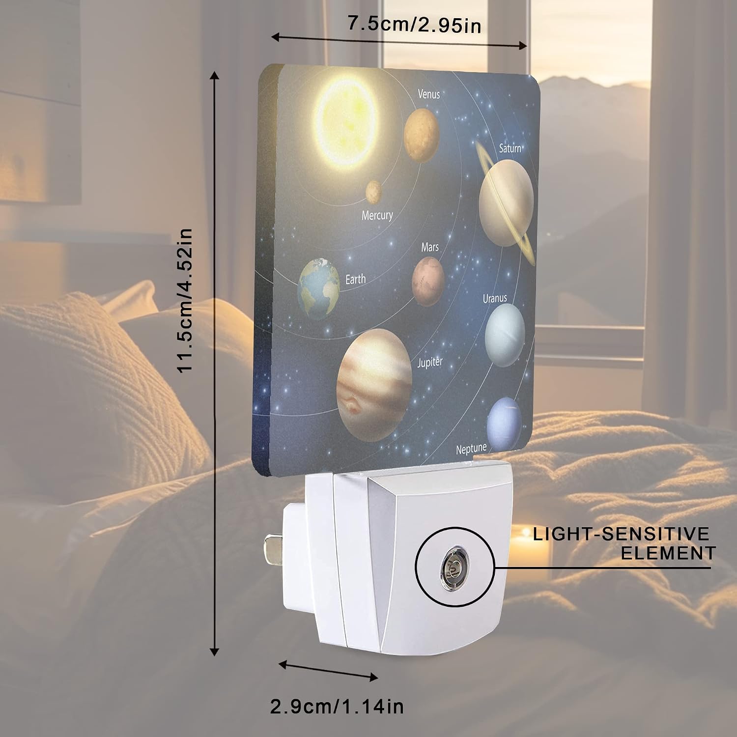 Planet Solar System Universe Galaxy Space Night Light Plug-in LED Nightlights Auto Sensor Night Lamp Dusk-to-Dawn Lamp Home Decor for…