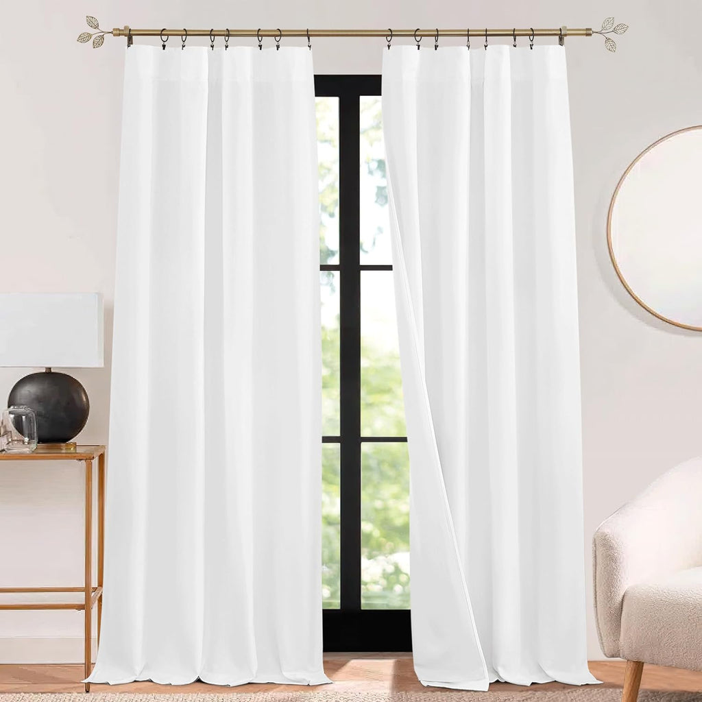 Rybhome RYB HOME 3 in 1 Soundproof - Blackout - Insulation Linen Curtains, Noise Blocker Energy Saving Curtains for Bedroom Living Room Doo…