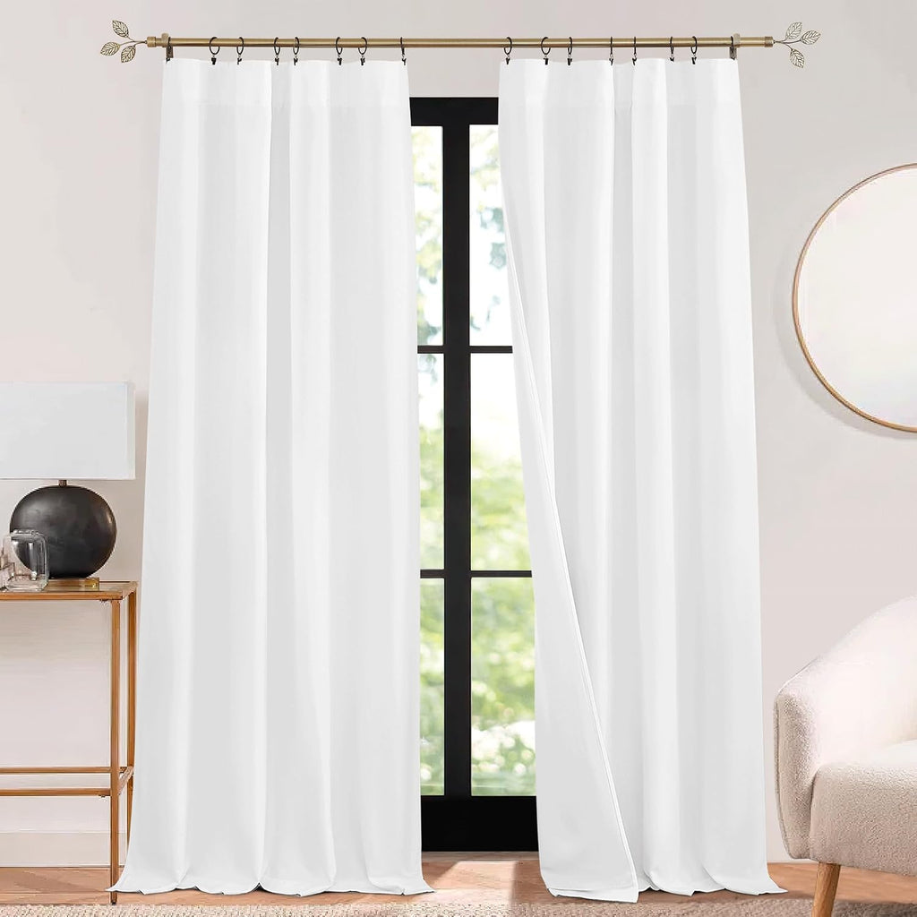 Rybhome RYB HOME 3 in 1 Soundproof - Blackout - Insulation Linen Curtains, Noise Reduce Energy Saving Curtains for Bedroom Living Room Dorm…