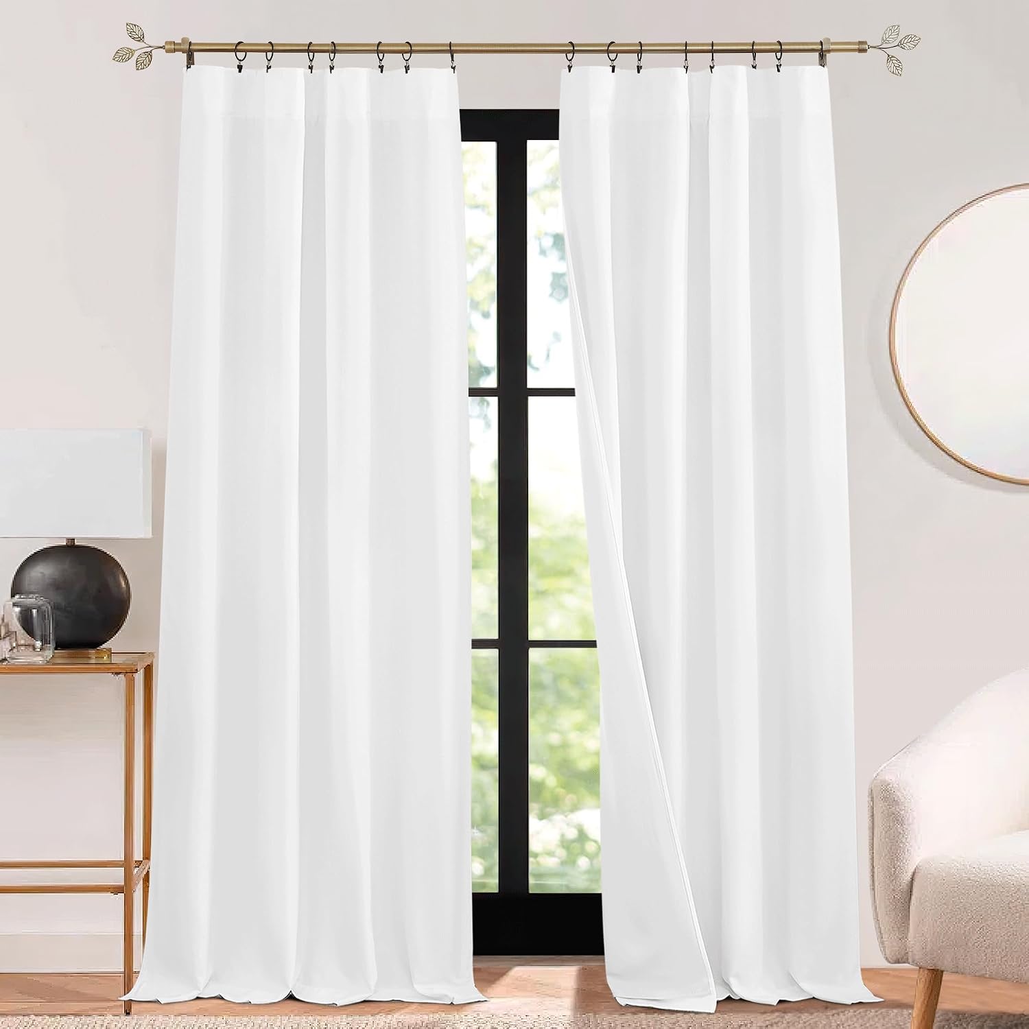 Rybhome RYB HOME 3 in 1 Soundproof - Blackout - Insulation Linen Curtains, Noise Reduce Energy Saving Curtains for Bedroom Living Room Dorm…