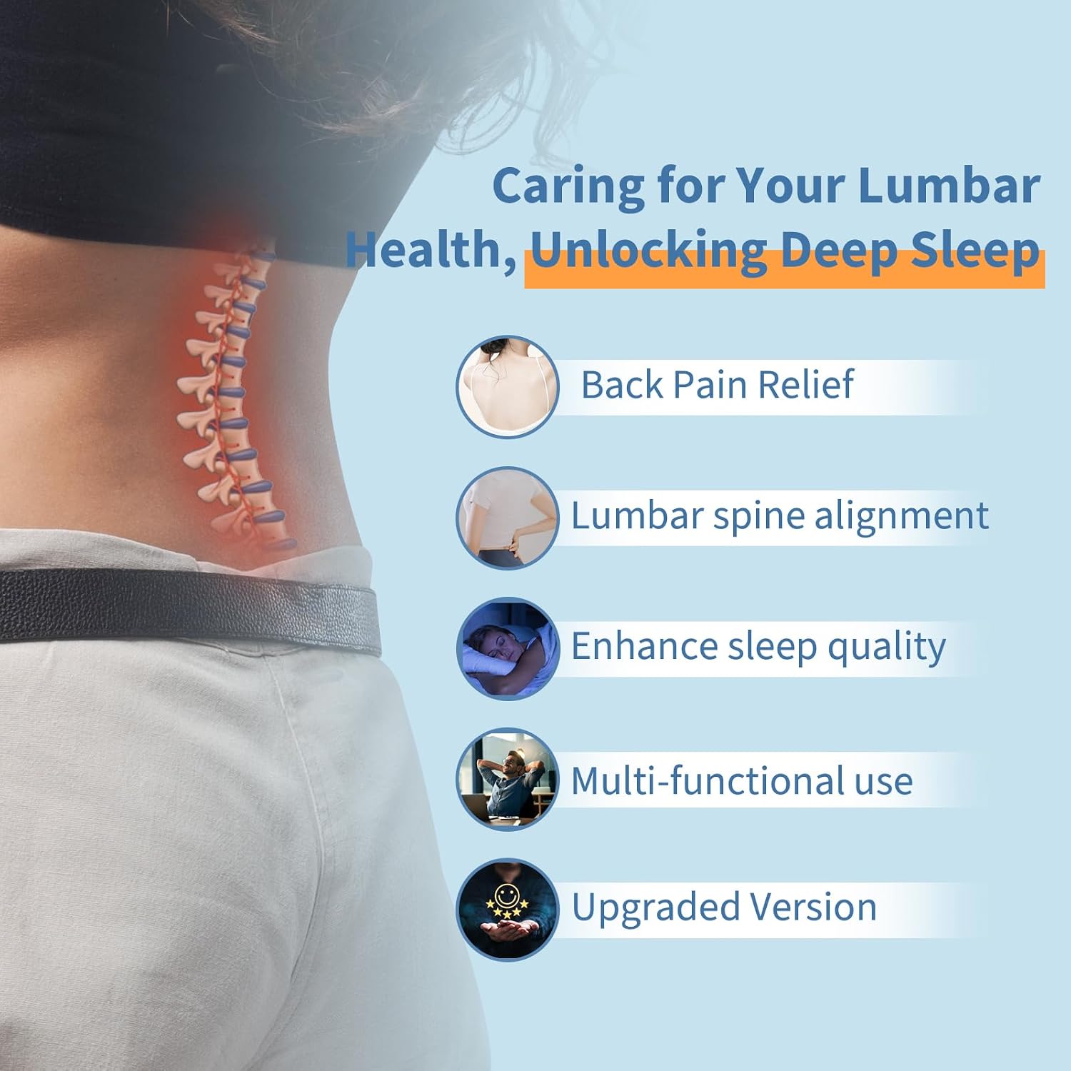 VamorryDirect Lumbar Support Pillow for Bed Relief Back Pain: Lower Back Pillow for Sleeping - Memory Foam Waist Pillow - Back Wedge Bolste…