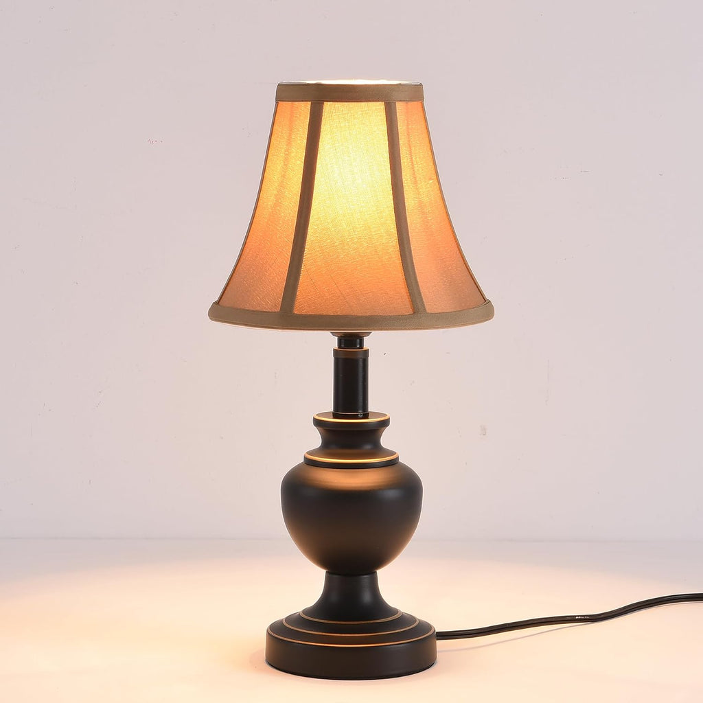 Traditional Table Lamp, Desk Lamp for Living Room with Fabric Shade, Vintage Bedside Lamp Black Finish for Bedroom Nightstand Office…