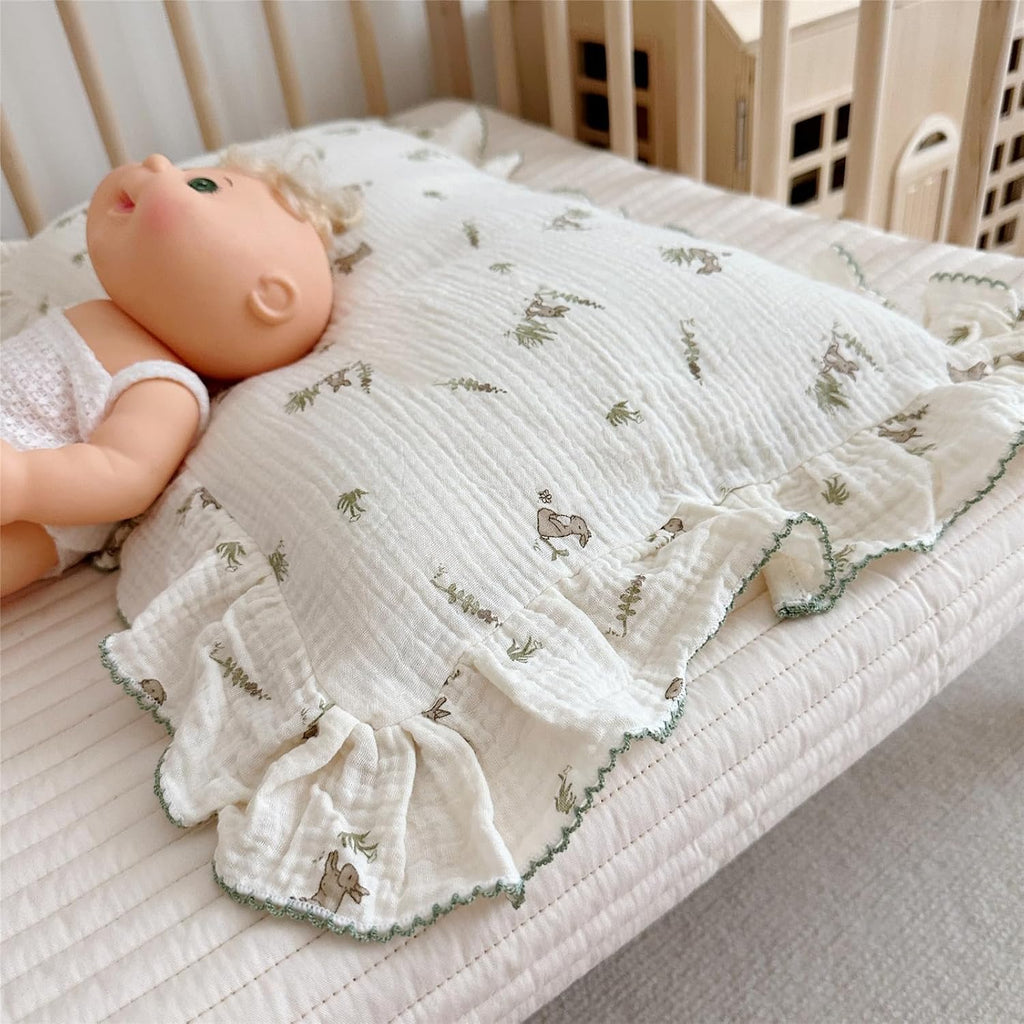 BuLuTu Muslin Toddler Pillowcase for Toddler Bed, Soft Breathable Standard Size Pillow Cover 20"x26", Animal Gray Bunny Toddler Pillow…