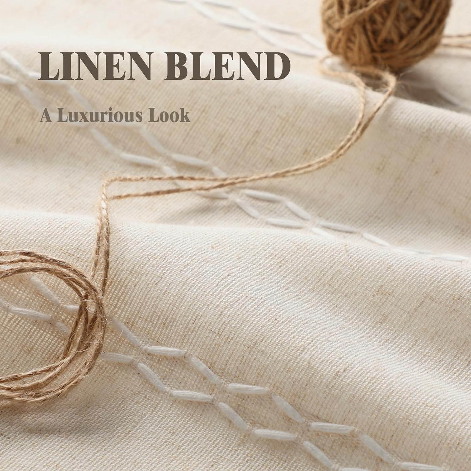 XOGUIBO Pinch Pleated Look Blackout Curtains 84 Inch Length, 2 Panels Linen Textured Boho Neutral Drapes for Living Room Bedroom Far…