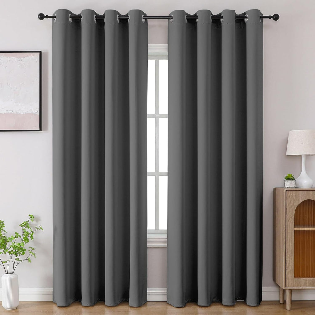 Cucraf Light Grey Blackout Curtains 90 inch Length 2 Panels Set, Room Darkening Drapes for Living Room Bedroom, Thermal Insulated Light Blo…