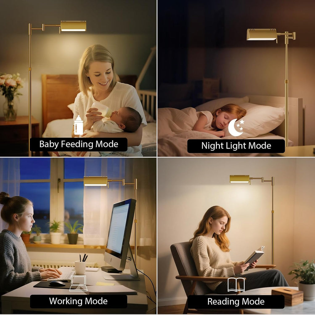 SUNMORY Dimmable LED Pharmacy Floor Lamp, 16W/1500LM Bright Reading Floor Lamp with Remote & Touch Control, 350°Swing Arm, Adjustable…