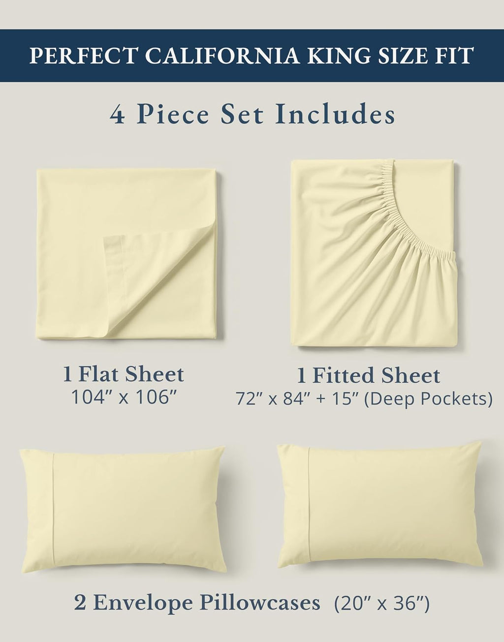 LaneLinen LANE LINEN 100% Organic Cotton California King Sheets Set, 4-Piece Soft & Comfy Luxury Hotel Style Percale Weave Bedding Sheets f…