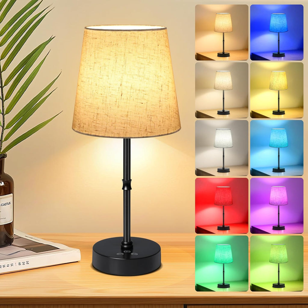 Wowag Cordless Table Lamp,5000mAh Rechargeable Battery Operated Desk Lamp,3 Colors & 7 RGB Stepless Dimmable, Portable Wireless Touch…