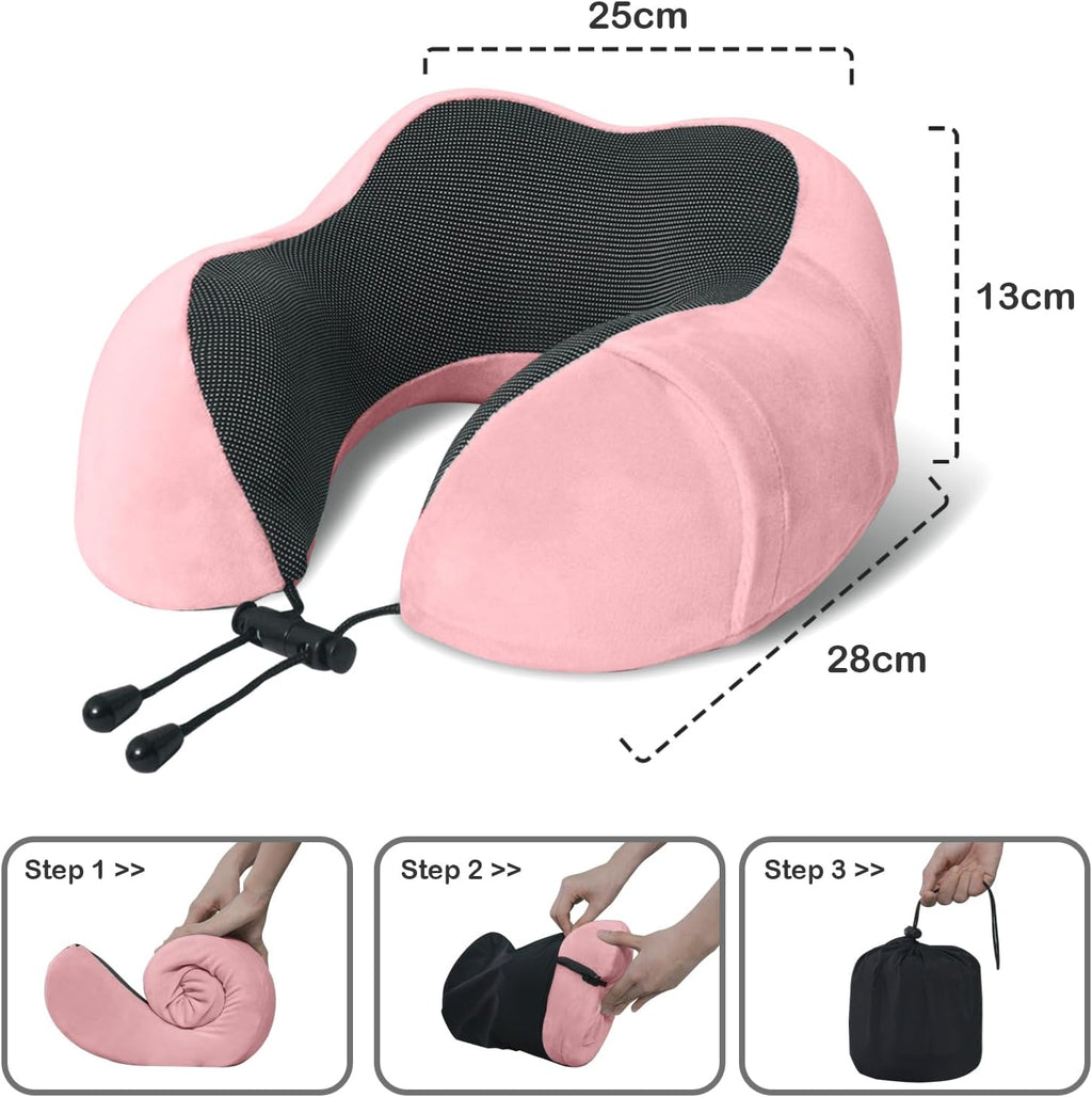 Elvodosia Travel Pillow, Memory Foam Neck Pillow for Traveling, U Shape Neck Pillow Airplane Portable Flight Pillow Travel Kit with…