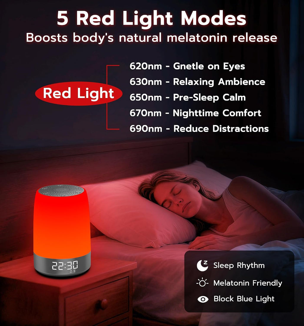 AnwellerSmart Anweller Smart Red Light relaxation Sleep Device White Noise Sound Machine with 5-Level Red Night Light (620–690nm) 32…