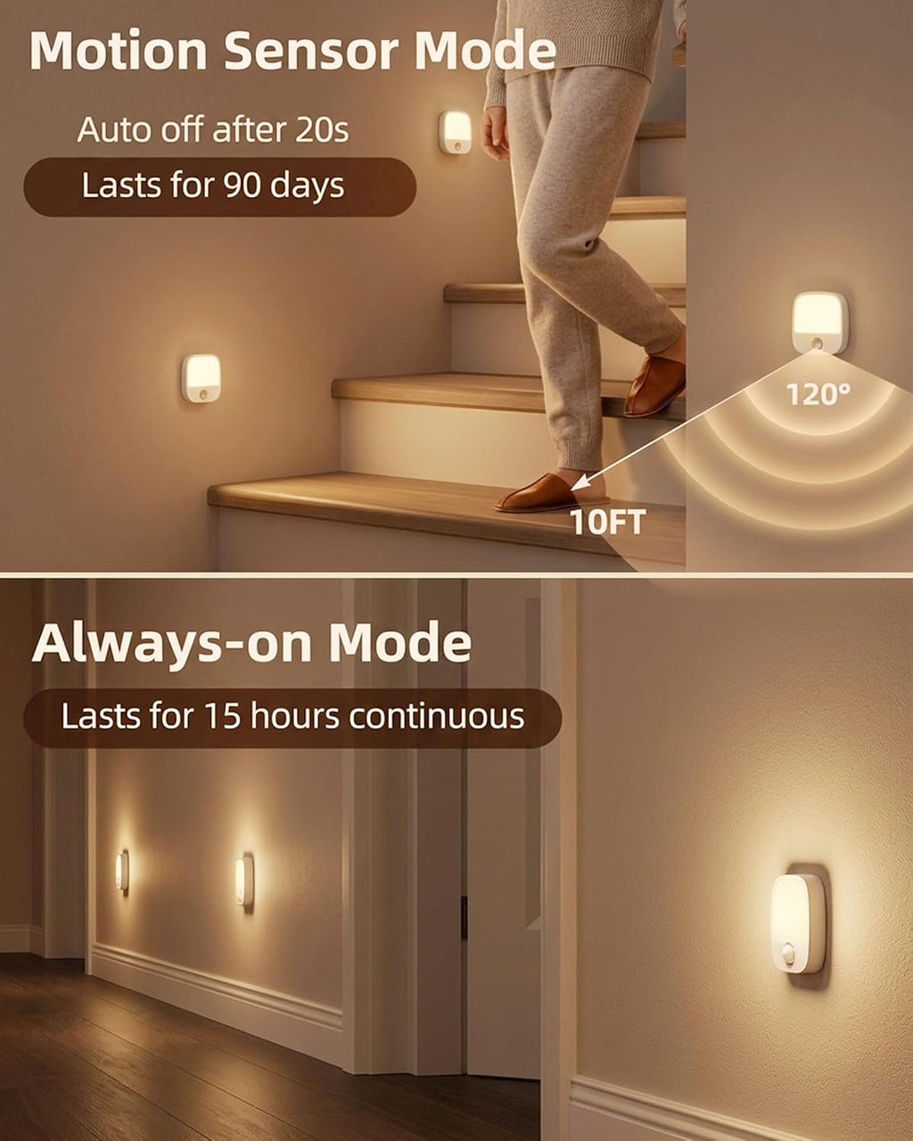 EZVALO Rechargeable Motion Sensor Night Lights, 4 Pack Magnetic Stick-On LED Lights, 3 Color Temperatures, 10%-100% Dimming & Memory…