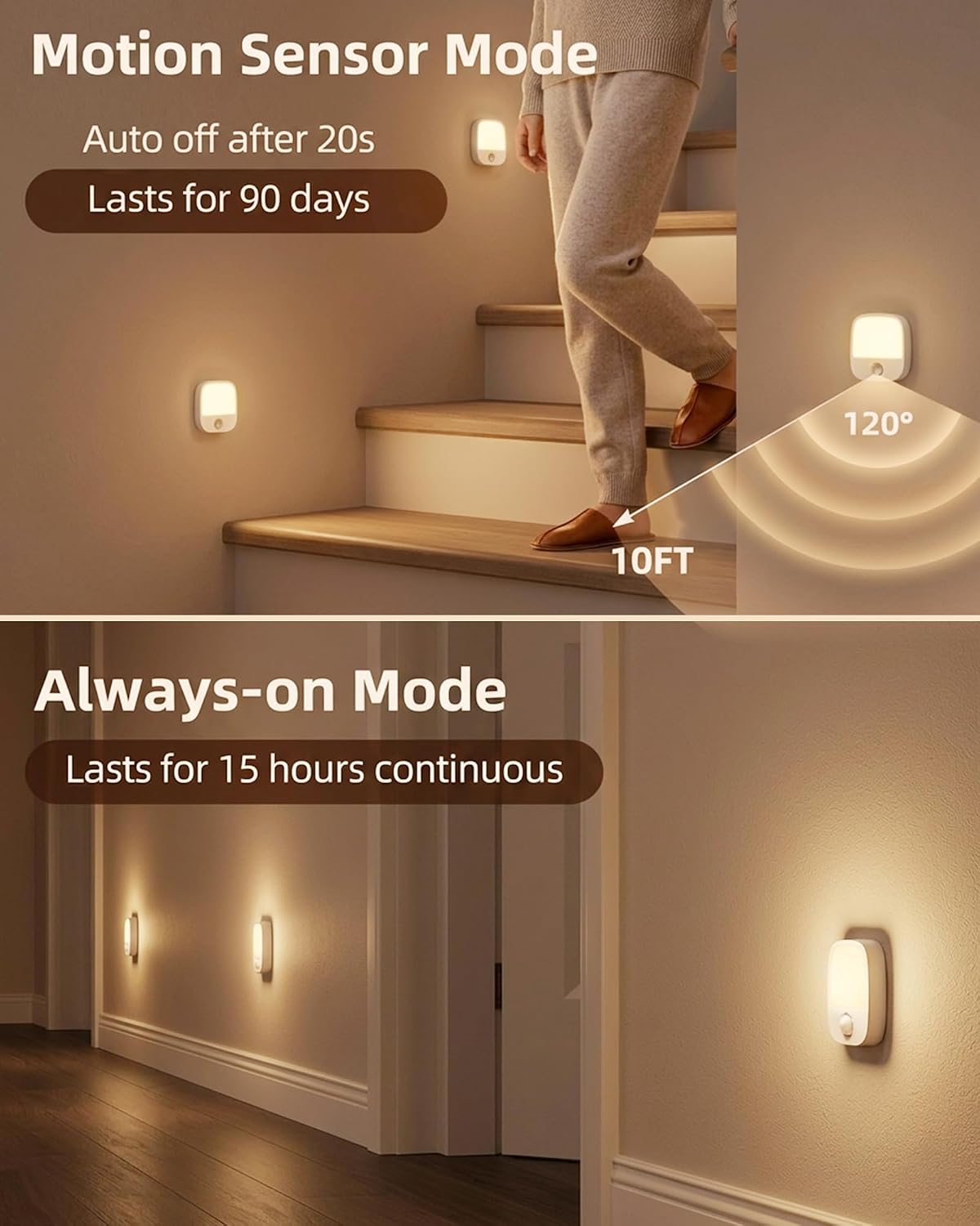 EZVALO Rechargeable Motion Sensor Night Lights, 4 Pack Magnetic Stick-On LED Lights, 3 Color Temperatures, 10%-100% Dimming & Memory…