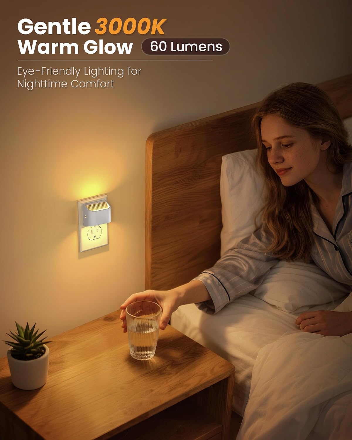 Niorsun Plug in Night Light, Auto Brightness Sensor Night Light, 3000K Warm White, Ultra- Wall Light for Hallway Bathroom Bedroom Stair…