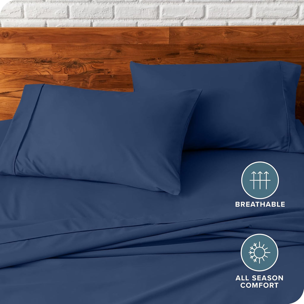 BareHome Bare Home Microfiber Pillow Cases - King Size Set of Two - Cooling Pillowcases - Double Brushed - Dark Blue Pillowcases 2 Pack - E…
