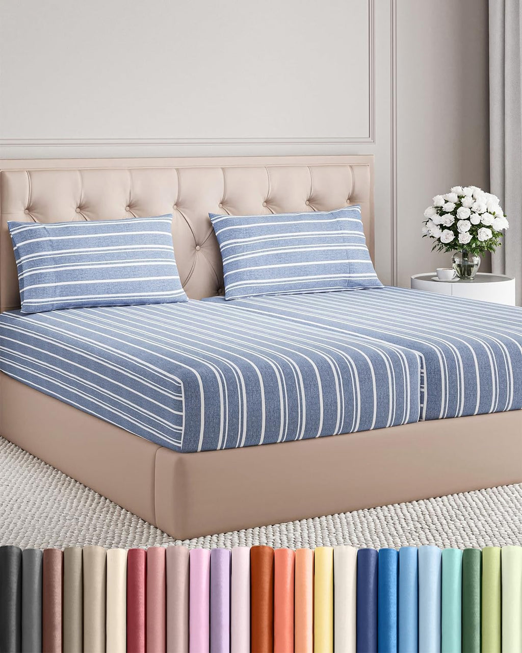 Split King Size 5 Piece Sheet Set - Comfy Breathable & Cooling Sheets - Hotel Luxury Bed Sheets for Women & Men - Deep Pockets, Easy-Fit…