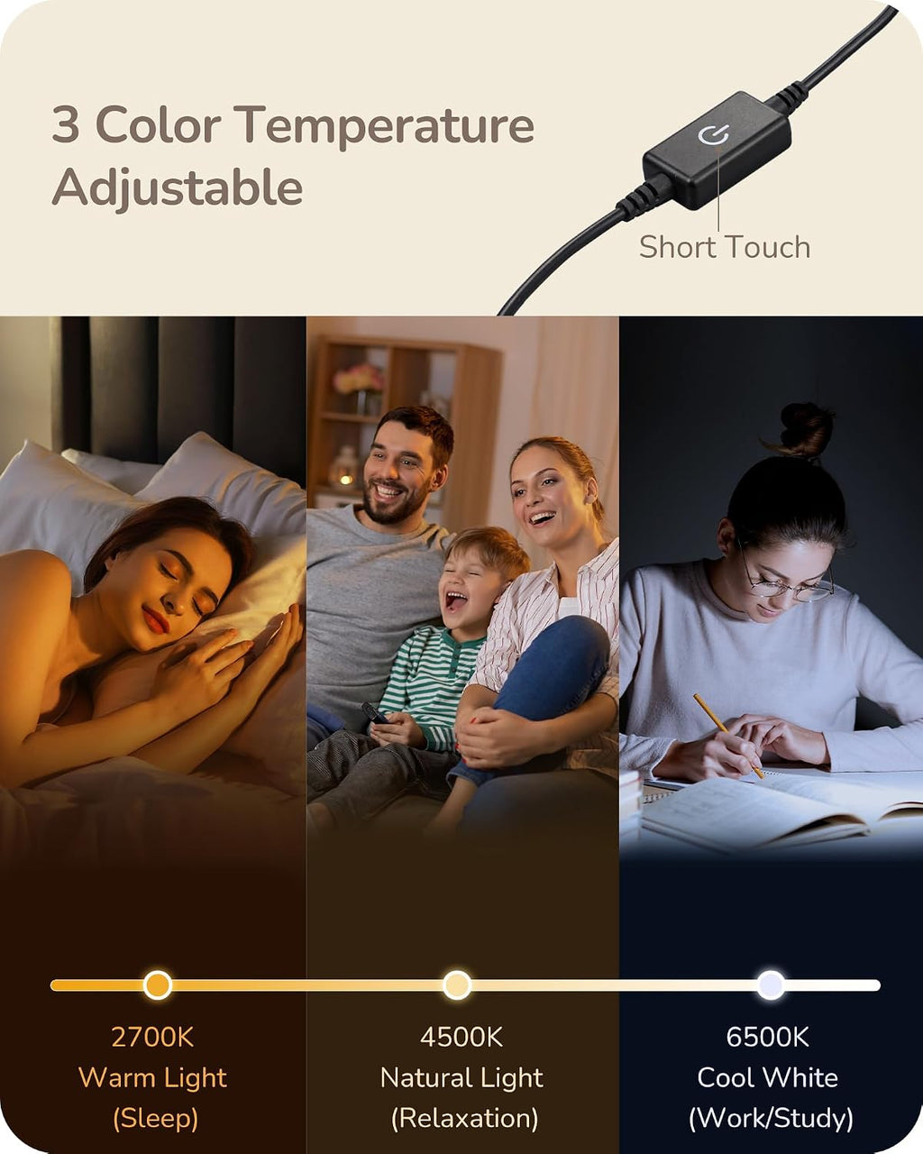 Edishine Upgraded LED Table Lamp, Stepless Dimmable Bedside Lamp with 3 Color Temperature, Modern Nightstand Lamp, Desk Lamp for Bedroom, L…