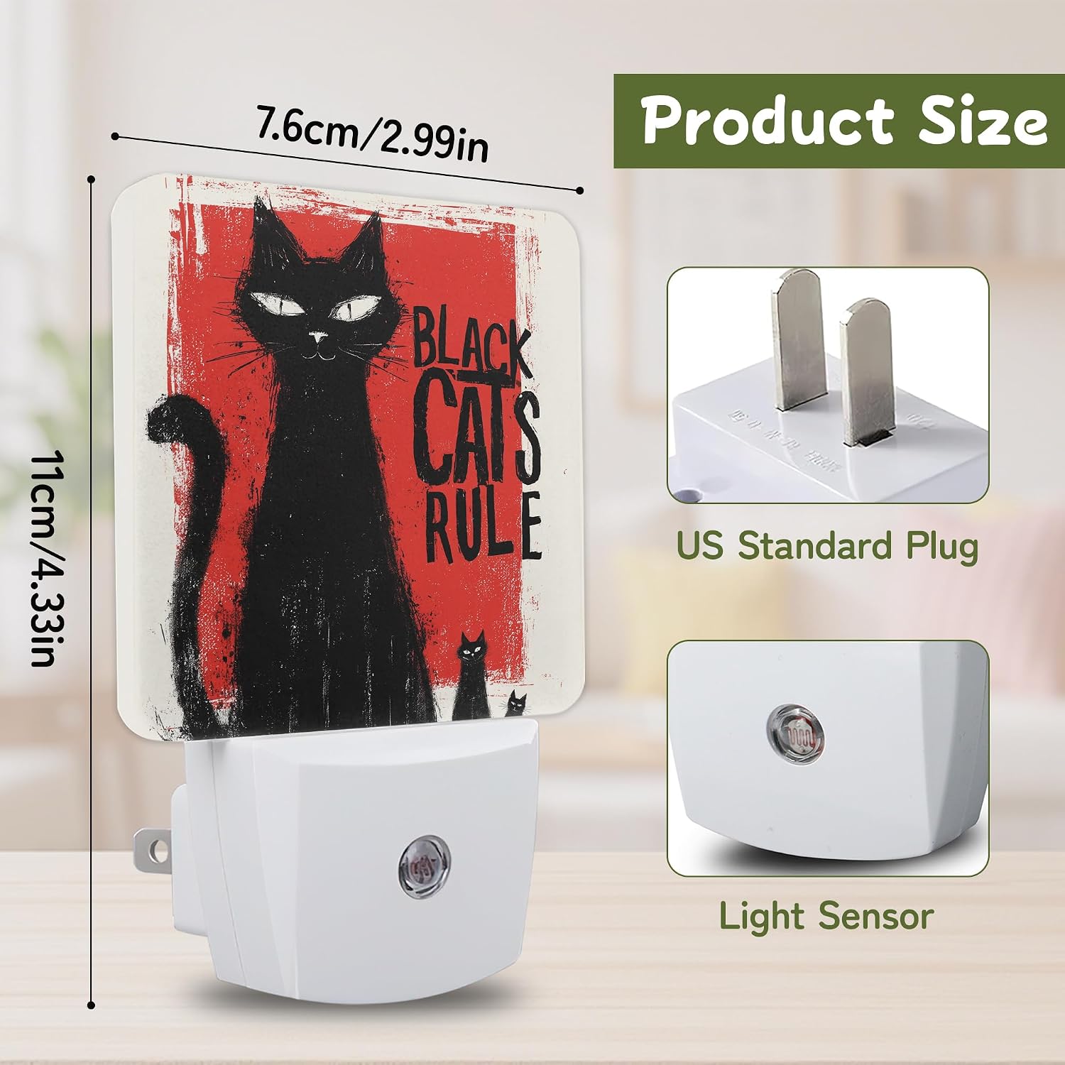 Night Light, Funny Black Cat Night Lights Plug into Wall for Bedroom Bathroom Hallway Kitchen, Dusk to Dawn Sensor Decorative Gift for…
