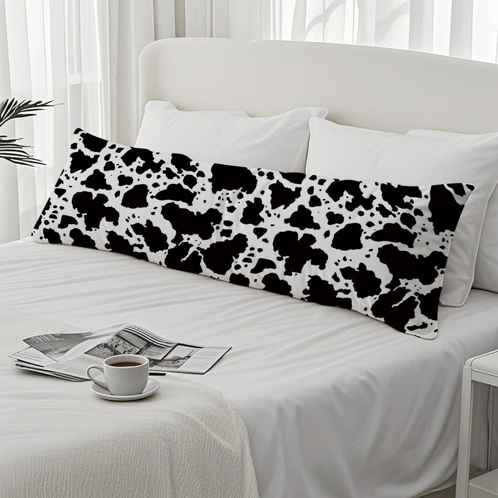 Cow Print 20x54 Body Pillow Cover, Rustic Farmhouse Decor, Black and White Cow Cowhide Skin Print Decorative Long Body Pillow Cases for…