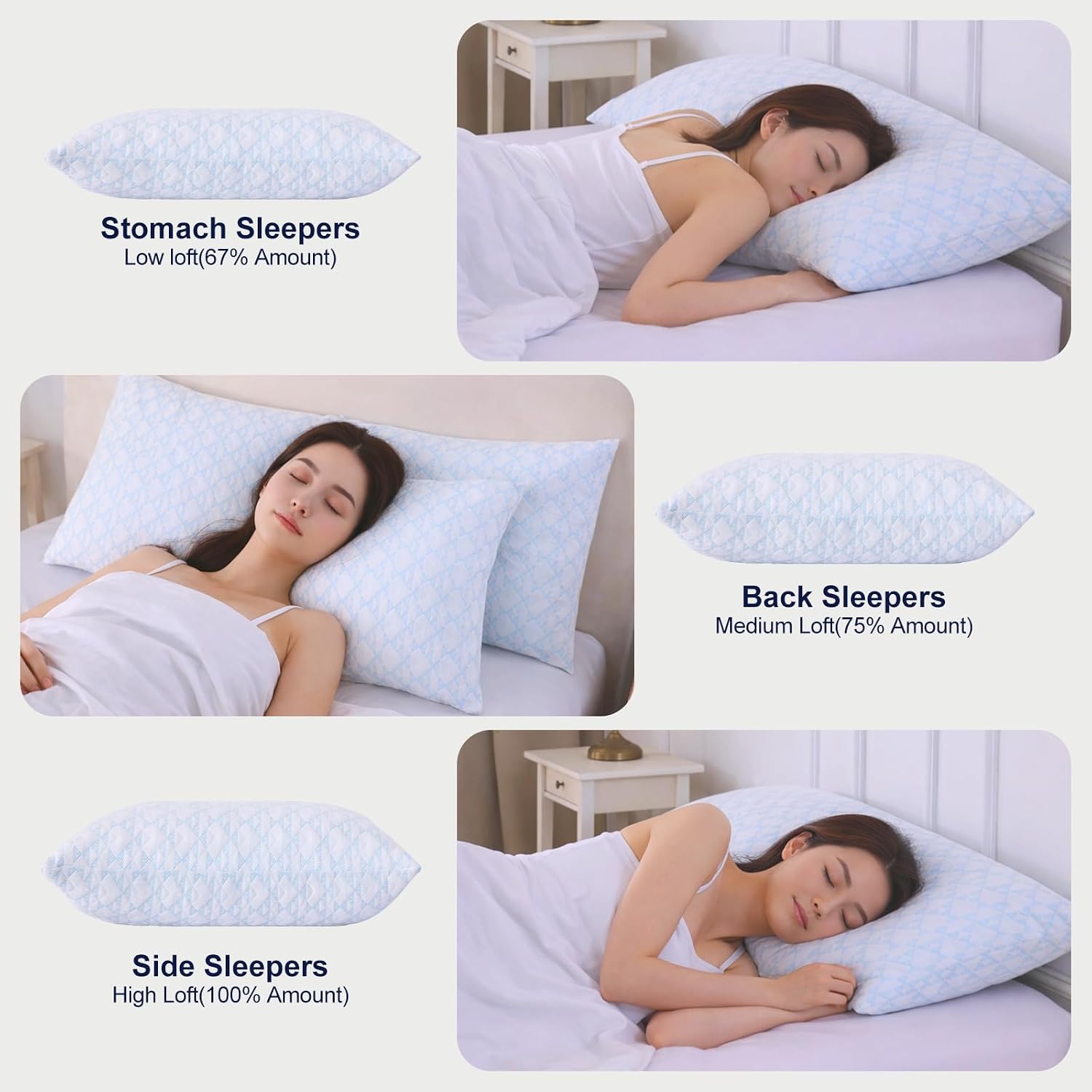 GYlongFA Memory Foam Pillows 2 Pack:Adjustable Loft Bed Pillows King Size Set of 2 for Sleeping, Removable, Supportive & Breathable…