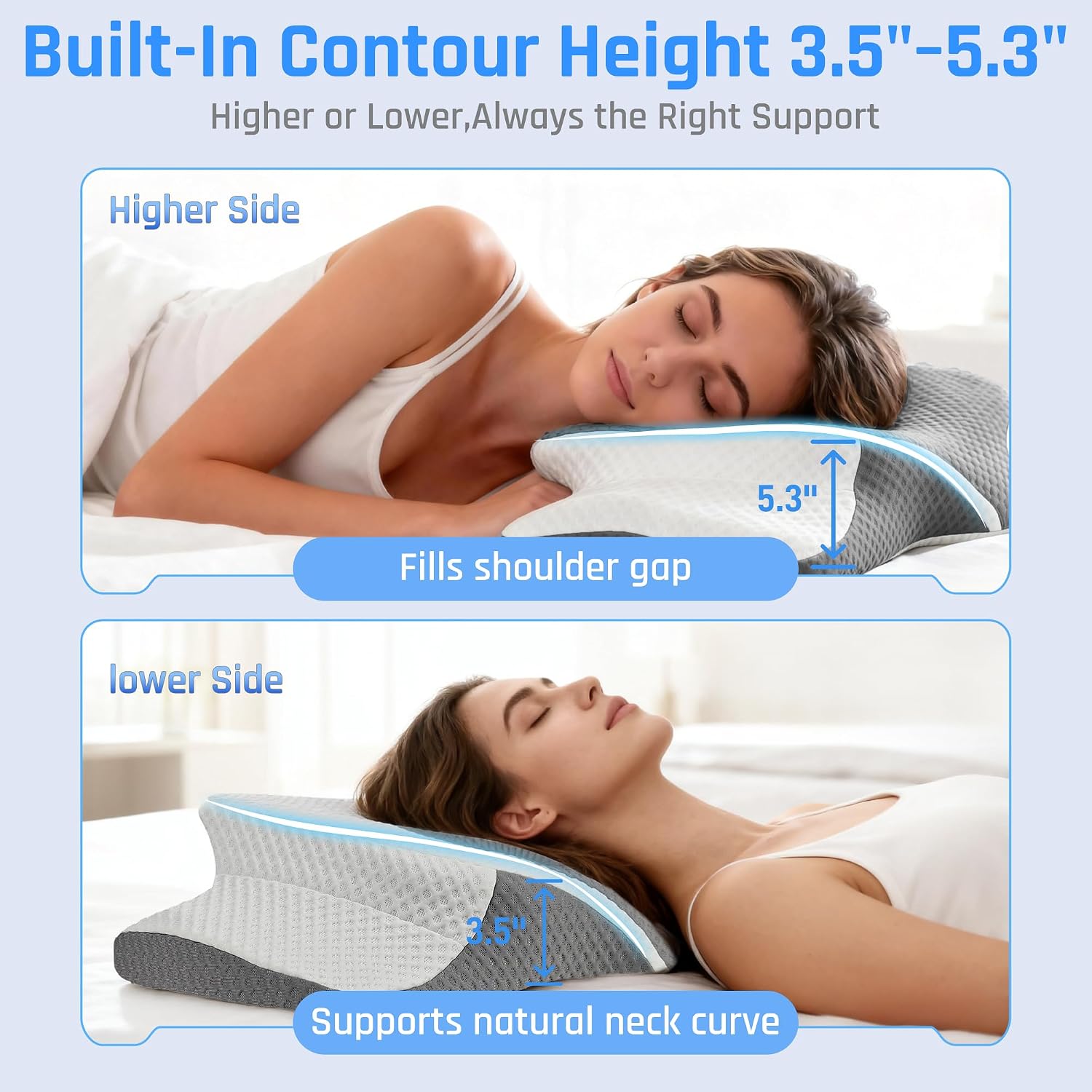 LEKEWNPersonalCare AlignCore Cervical Neck Pillow - Ergonomic Firm Memory Foam Bed Pillows for Sleeping, Neck Pillows for, Back and Side S…