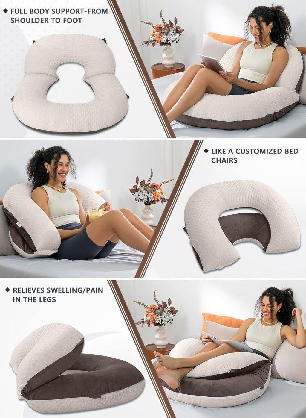 Insen Reading Pillow, Back Pillow for Sitting in Bed for Reading, Nurse & Relax, Reading Pillow for Adults, Moms & Kids, Sit Up Pillow for…