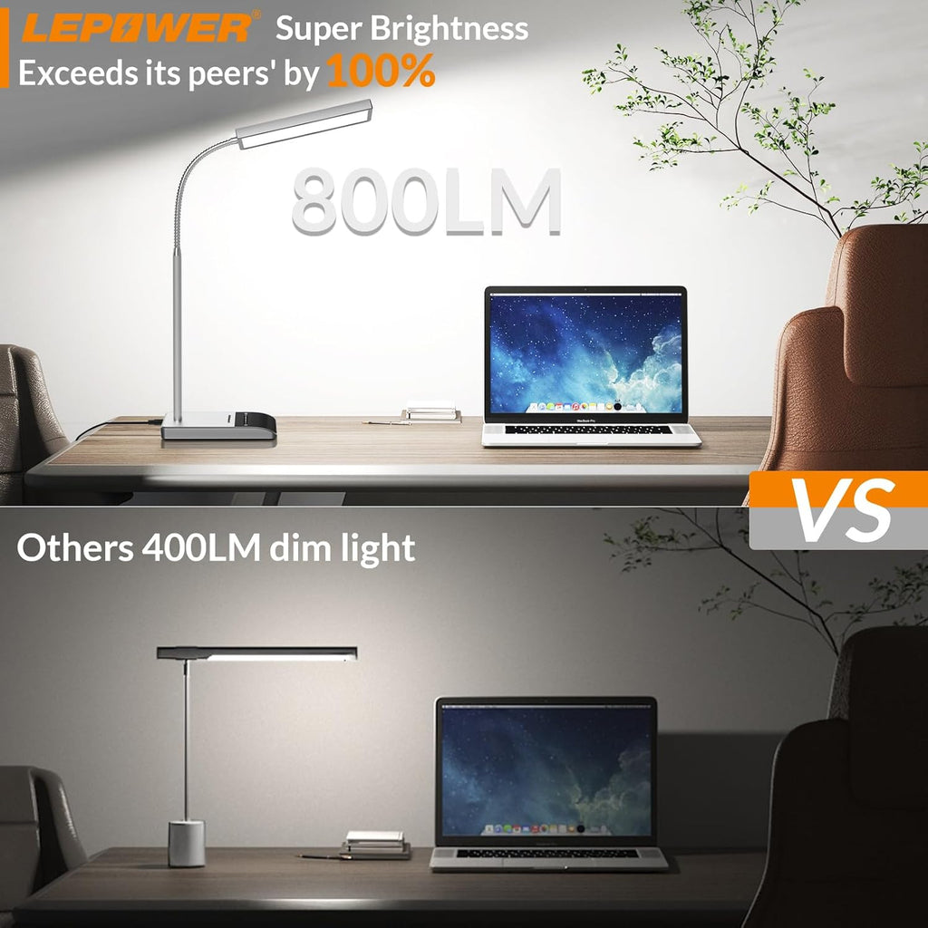 LEPOWER Desk Lamp, 800LM LED for Home Office, 12W Reading for Desk, Eye-Caring Light, Touch Table Gooseneck Lamp, 50 Lighting Modes…