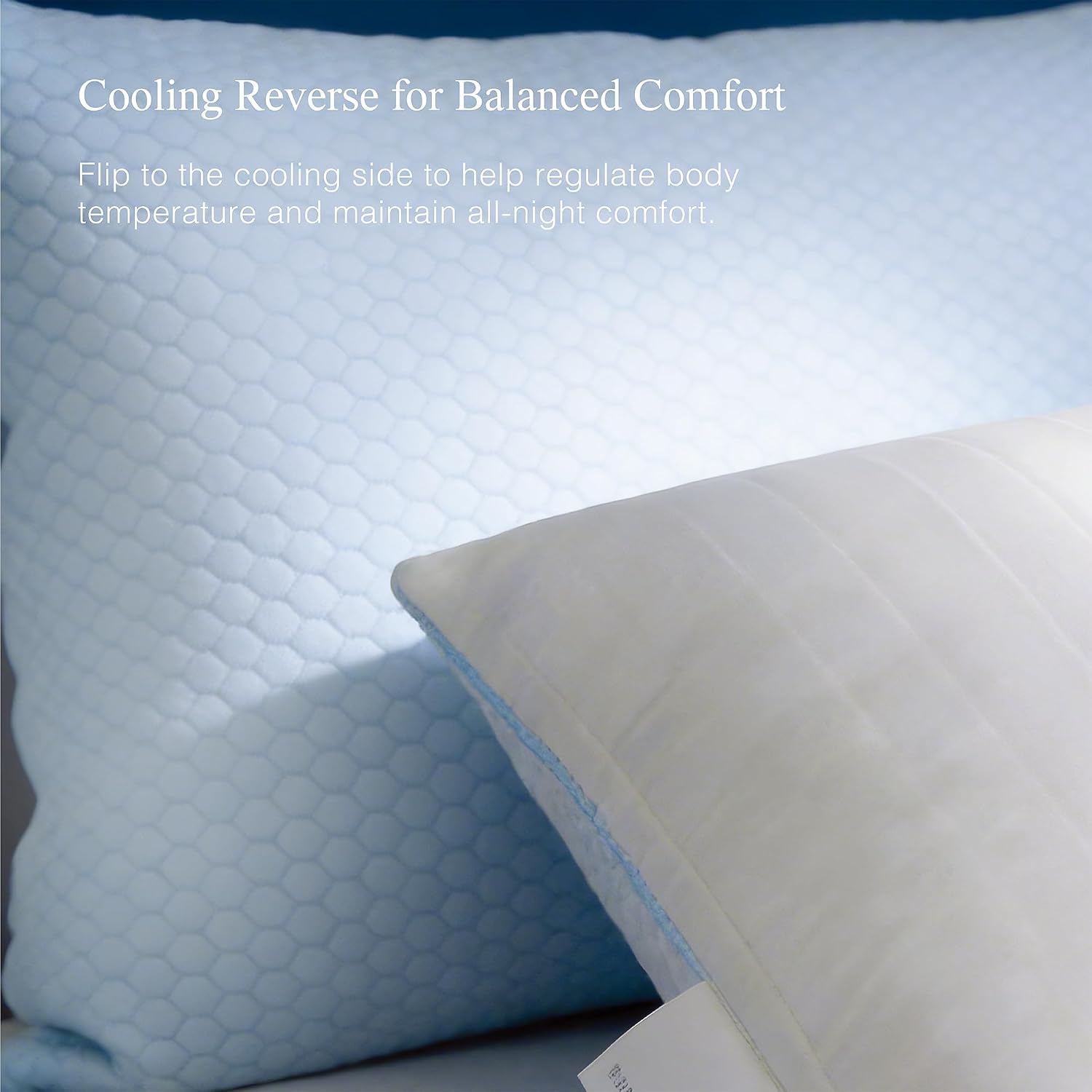 Blue Ridge Home Fashions Luxury Hotel Quality Cooling Pillows King Size Set of 2, Soft Medium 500 Thread Count Damask Stripe Embroidered 10…