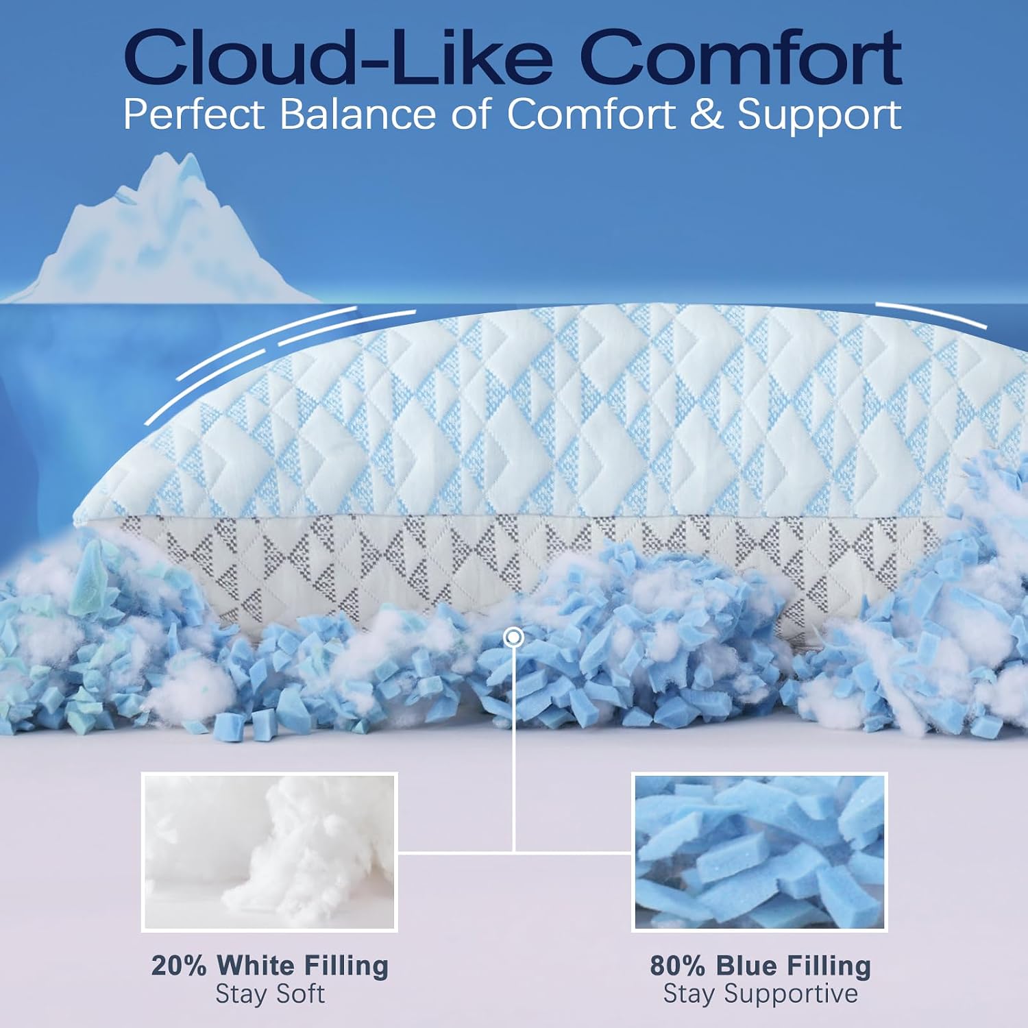 Yawnhug Cooling Shredded Memory Foam Pillows: Adjustable Bed Pillows for Sleeping, King Size Set of 2, Customizable Loft & Firm Supp…